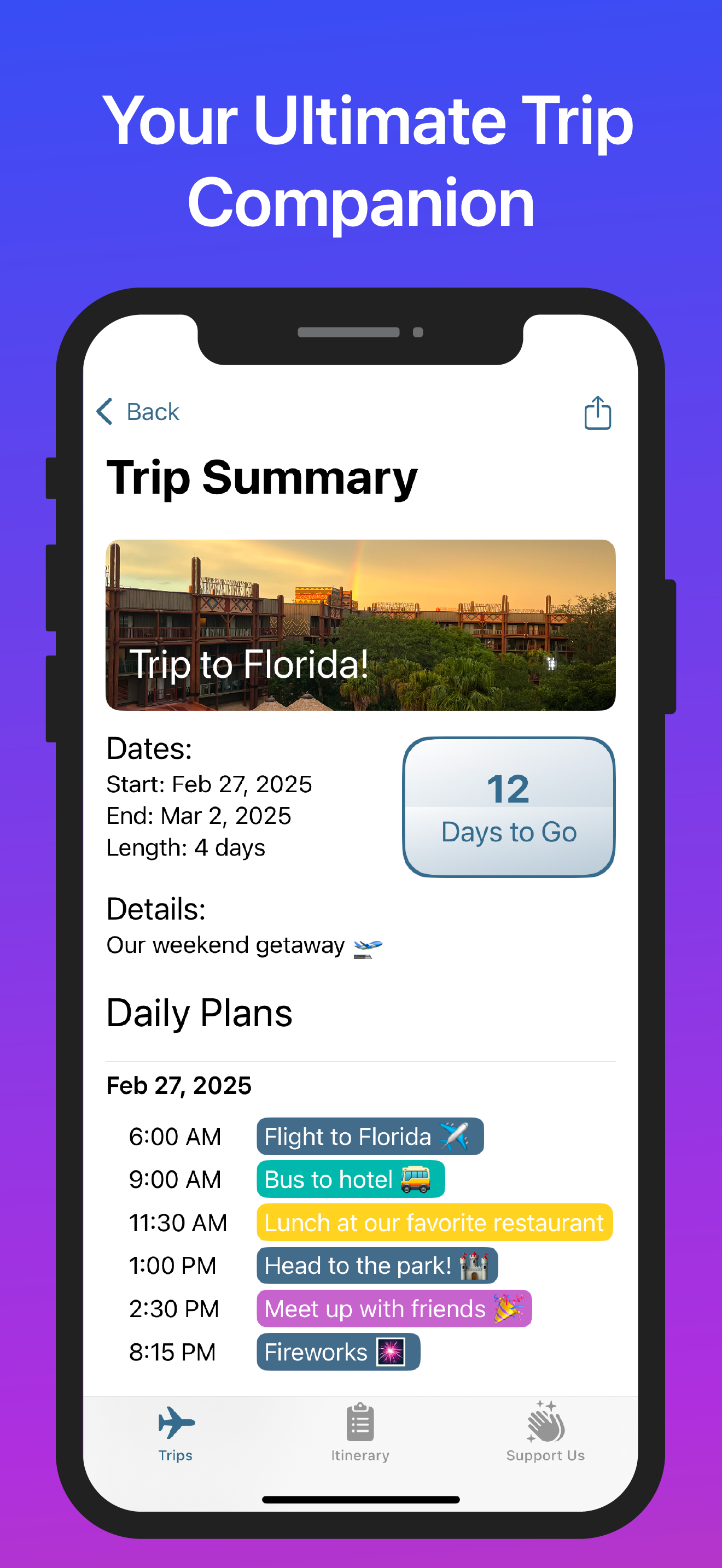 Pocket Travel Planner app screenshot